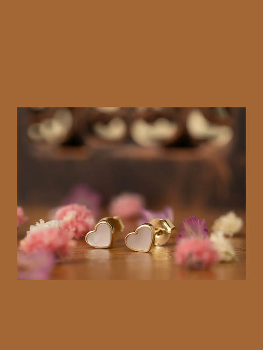 Kids Earrings Studs Heart Made of 9K Gold