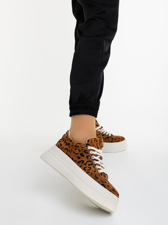 Adidași Flatforms Pentru Femei Leopard 3AL97_02_Maro_MEI