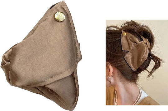 Hair Claw Shark Shape Gold Detail Mocha