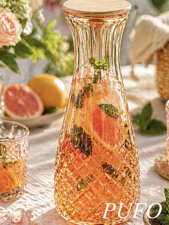 Стъклена Карафа За Сервиране С Капачка Бежова 1000ml