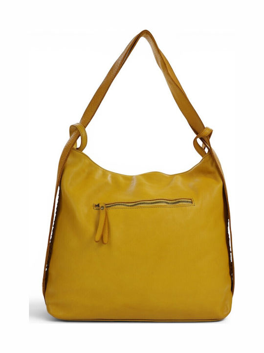 Leder Damen Schulter Rucksack Gelbe