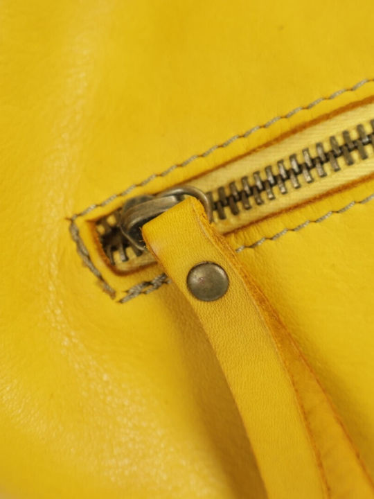 Leder Damen Schulter Rucksack Gelbe