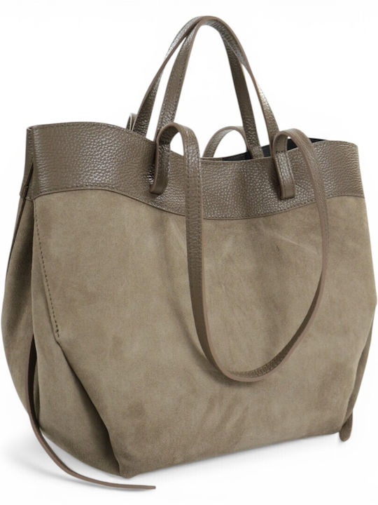 Damentasche Aus Leder Schulter Handtasche Suede Taupe