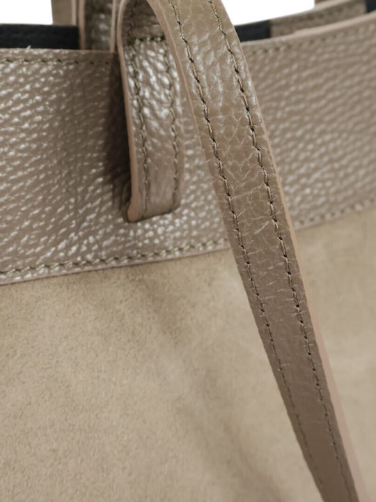 Damentasche Aus Leder Schulter Handtasche Suede Taupe