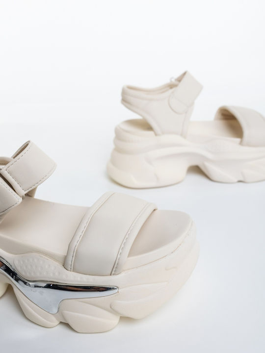 Damenplattformen Beige