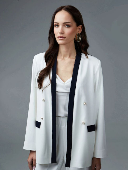 Sarah Lawrence Women's Crepe Blazer Offwhite