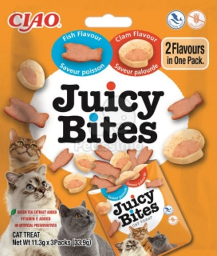 Inaba Juicy Bites Cat Treats with Fish with Fish & Clam for Adult Cats 3pcs 34g