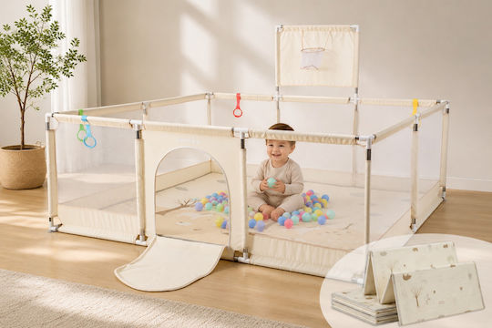 Park with Mattress Beige 200x180cm