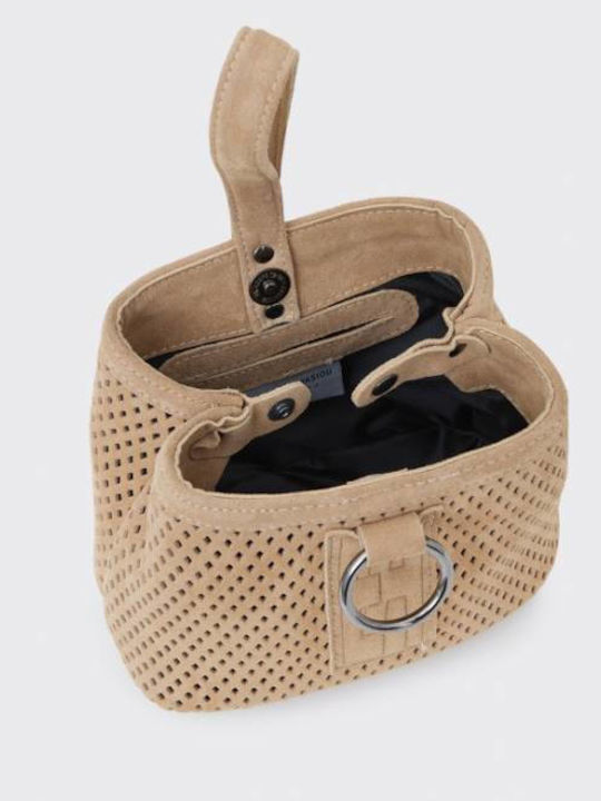 Hype Net Suede Baguette Δερμάτινη Γυναικεία Τσάντα Ώμου Μπεζ