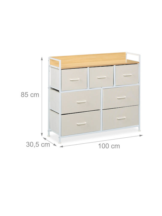 Sertar De Depozitare Din Lemn Metal Și Țesătură M100xL30.5xÎ85cm