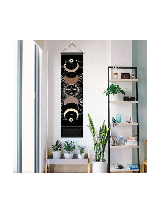 FRIPIA Hängende Wanddekoration Schwarz aus Stoff 130x32,5cm