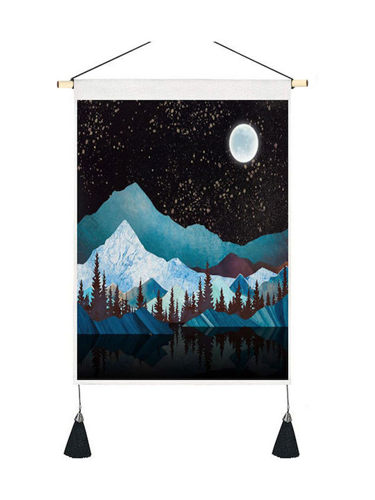FRIPIA Hängende Wanddekoration Blau aus Stoff 50x35cm