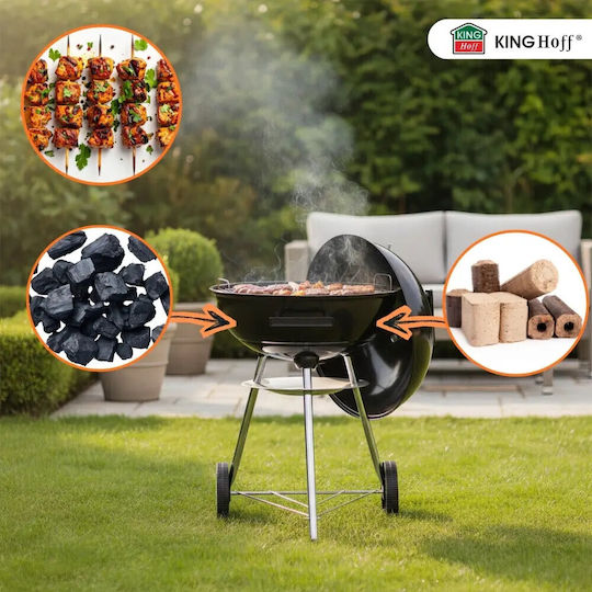Barbecue Charcoal Kinghoff Kh 2033 Adjustable Ventilation Wheels Steel Black