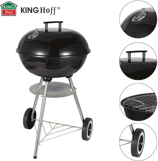 Barbecue Charcoal Kinghoff Kh 2033 Adjustable Ventilation Wheels Steel Black