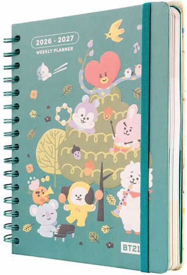 536448 Academic Diary Spiral Hard Cover 2026/2027 Weekly 12-Month 15x21cm Bt21