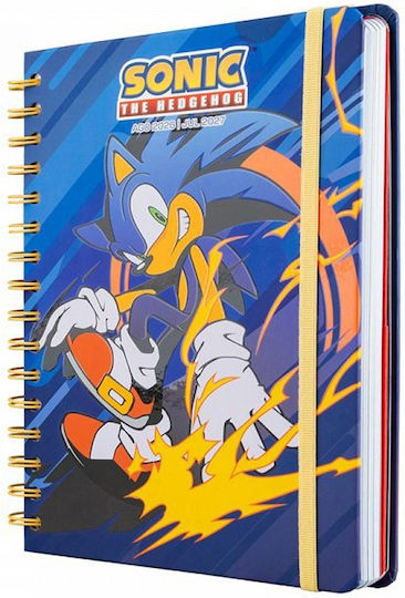 534654 Academic Spiral Diary Hard Cover 2026/2027 Weekly 12 Months 15x21cm Sonic Hedgehog