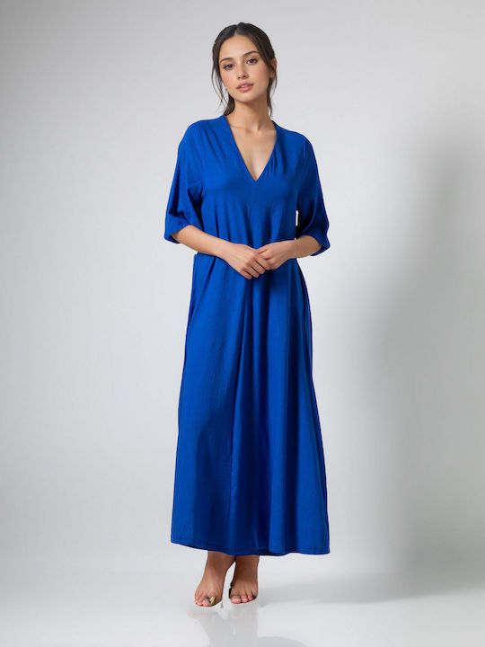 Summer Maxi Dress for Wedding - Christening Blue