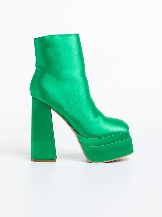 Women's Ankle Boots with High Heel Green