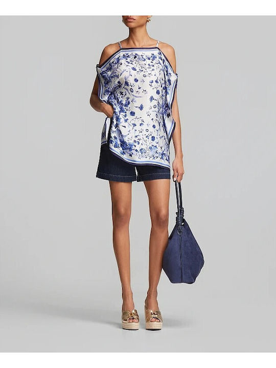 Women's Satin Blue Blouse