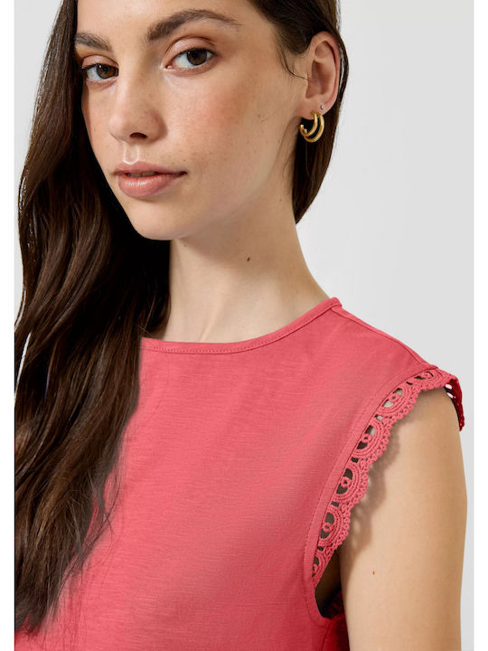 Women's Blouse with Lace Red