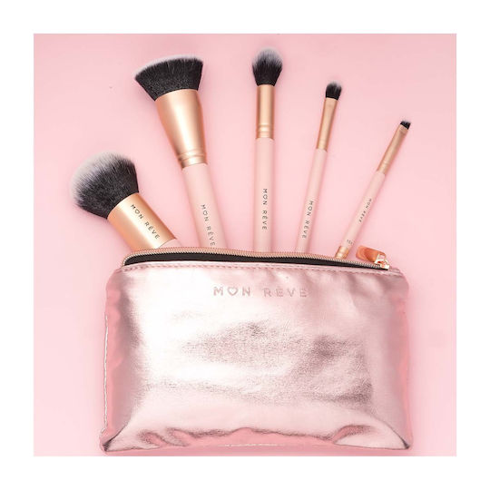 Mon Reve Set with Makeup Brushes made of Synthetic Hair Essential Face & Eyes 5pcs