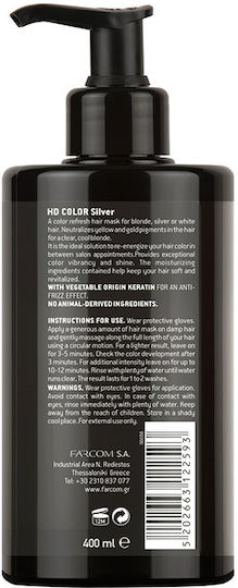 Farcom HD Hair Color Refresh Mask Vopsea Temporară de Păr Silver 400ml