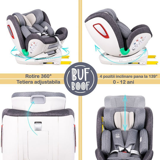 Buf Boof Platinum Deluxe Car Seat i-Size with Isofix Gray 0-36 kg