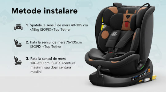 Buf Boof B-Joy Deluxe Столче За Кола i-Размер С Isofix Черно 0-36 кг