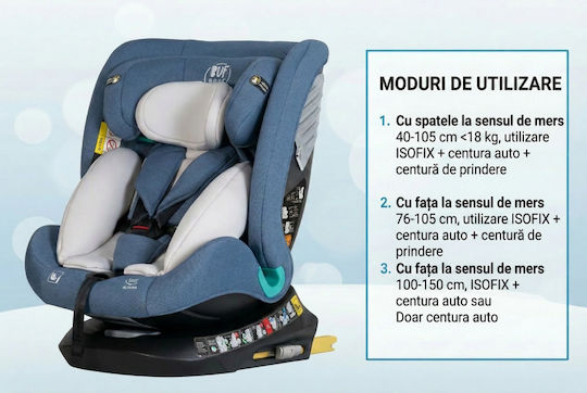 Buf Boof Saphir Deluxe Scaun Auto i-Size cu Isofix Albastru 0-36 kg