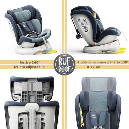 Buf Boof TWT Plus Deluxe Детско Столче за Кола High-back Booster i-Размер с Isofix Blue 0-36 кг
