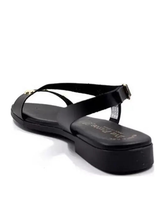 Damen Anatomisch Flache Sandalen Schwarz