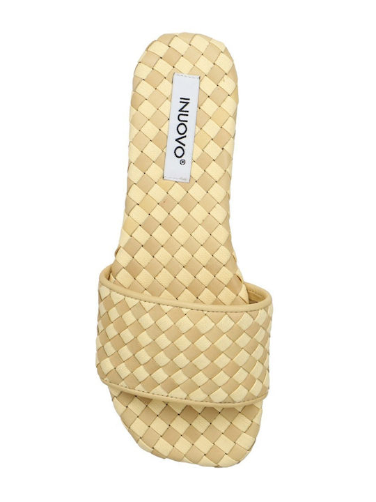 Leder Flache Sandalen für Damen Beiges