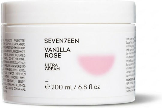 Seventeen Ultra Cream Vanilla Rose Ενυδατική Κρέμα Σώματος με Βούτυρο Καριτέ για Όλες τις Επιδερμίδες 200ml