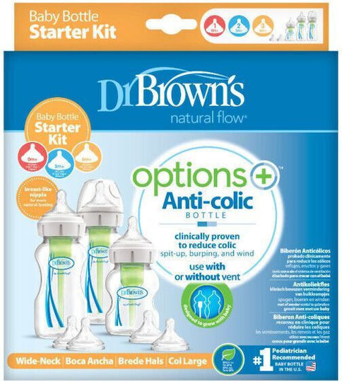 Dr. Brown's Set Plastic Baby Bottles Anti-colic with Silicone Teat Brown 270ml 2 Pieces