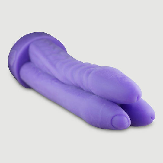 Huge Silicone Replica Textured Surface Praying Dick Textured Platinum Silicone X-Large Dildo 43 Cm Purple