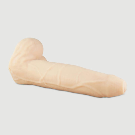 Μεγάλο Dildo Σιλικόνης Φλέβες & Βάση Thick Straight Large Platinum Silicone Dildo Veins 25,5 Cm Φυσικό