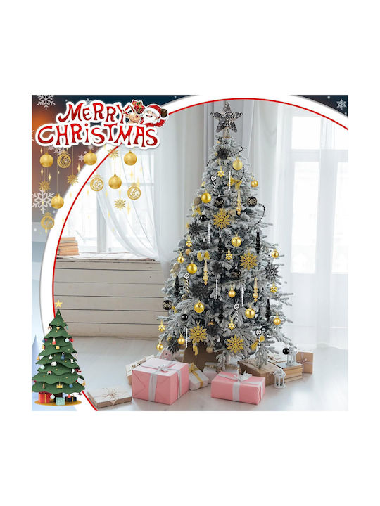 Set 104 Ornamente De Crăciun Pentru Brad Globuri Negre Aurii 3-20 Cm