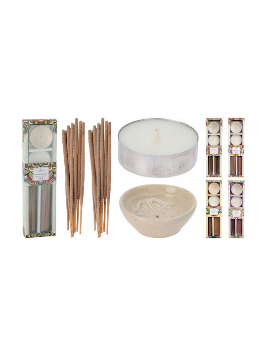 Set 20 Incense Sticks Various Scents Ceramic Holder Tealight Candle