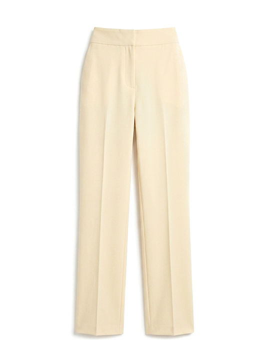 Pants Women My T Wearables Women's High Rise Fabric Trousers in Straight Leg Yellow