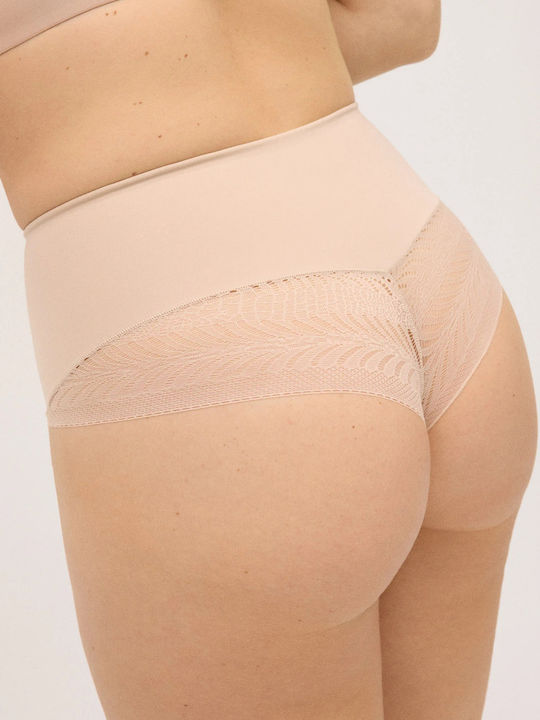 Damen-Slip Nahtlos Mit Spitze Beige