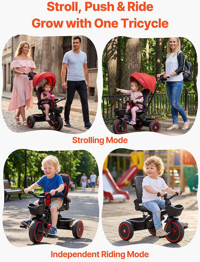 Vevor Toddler Convertible with Parental Handle 6 in 1 for Ages 1-5 Red