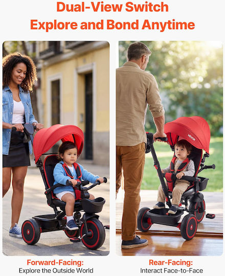 Vevor Toddler Convertible with Parental Handle 6 in 1 for Ages 1-5 Red