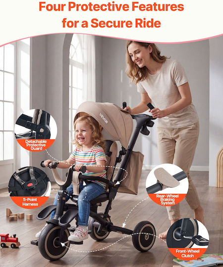 Vevor Toddler Convertible with Parental Handle 7 in 1 for 18 Months Gray