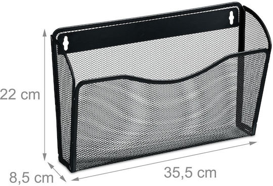 Relaxdays Θήκη Περιοδικών Μαύρη 22x8.5x35.5εκ.