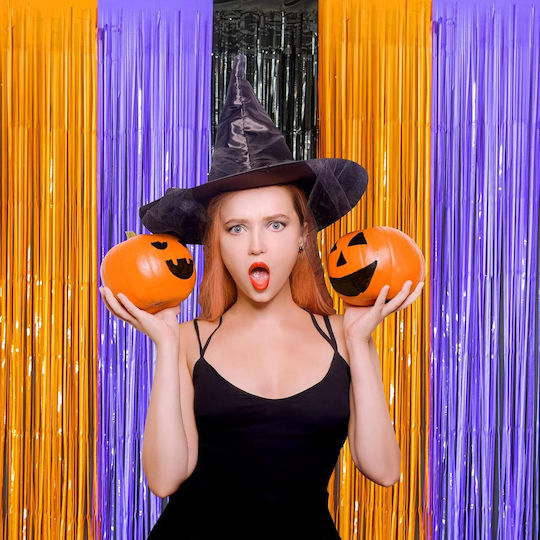 Halloween Decoration Background Orange Purple Black 3 Pieces 1x2 M