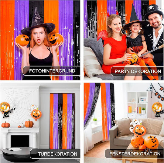Halloween Decoration Background Orange Purple Black 3 Pieces 1x2 M