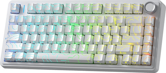 Aula F75HE Ασύρματο Gaming Πληκτρολόγιο 75% με Magnetic διακόπτες και RGB φωτισμό (Αγγλικό US) Λευκό