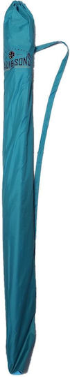 Maui & Sons Ultra Light 190/8 Folding Beach Umbrella Aluminum Diameter 1.9m with UV Protection and Air Duct Hedge Green