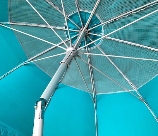 Maui & Sons Ultra Light 190/8 Folding Beach Umbrella Aluminum Diameter 1.9m with UV Protection and Air Duct Hedge Green
