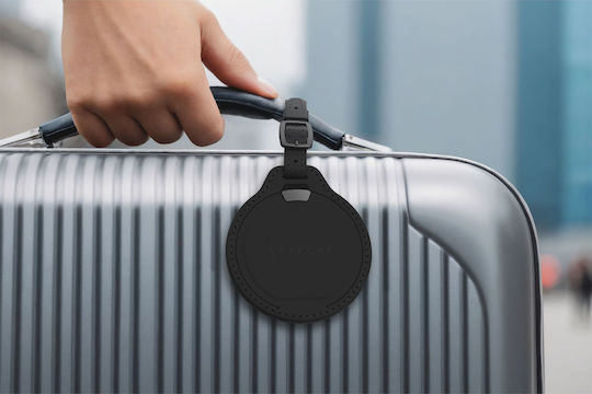Satechi Vegan-Leder Findall Gepäck-Etikett GPS Tracker Συμβατό Apple Find My Τσάντες Schwarz St-lfaltk